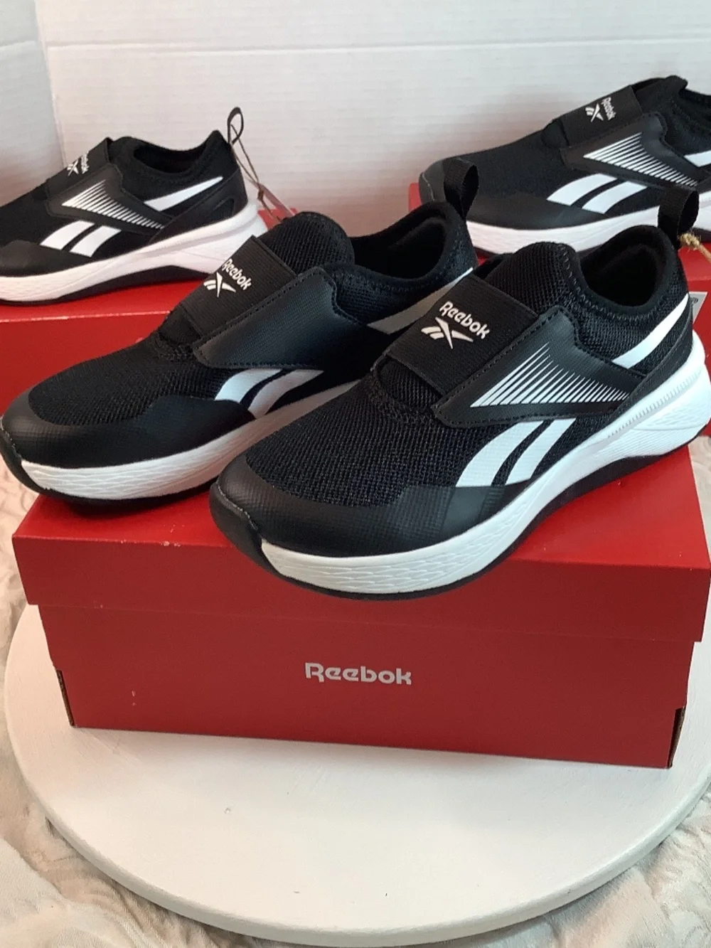 NWT Reebok Nano Play slip on training black sneakers big kids